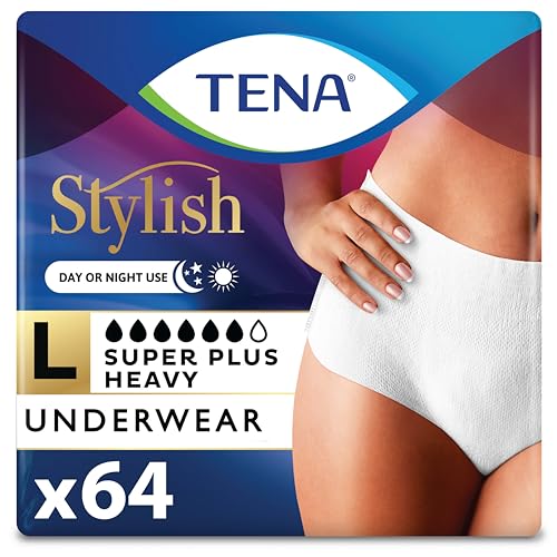 TENA Incontinence Underwear for Women, Super Plus Absorbency, Large, 64 Count