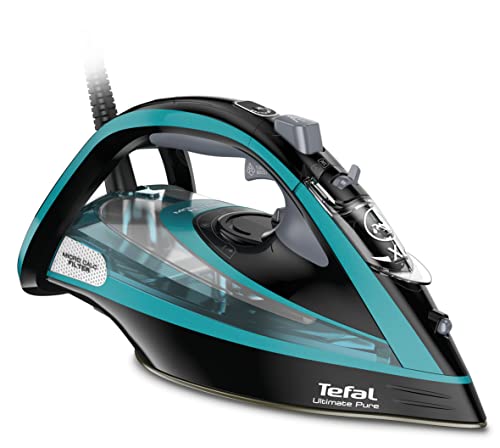 (-28%) Tefal Dampfbügeleisen Ultimate Pure, 3200 W, 1,2 kg, Micro-Calc-Filter, Durilium Airglide Autoclean-Bügelsohle, automatische Abschaltung, ‎0,35 Liter Wassertank, Made in France, schwarz/türkis, FV9844