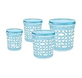 MILTON Storex Plastic Storage Jars Containers Set of 4 113L 2L 338L 486L Blue BPA Free Air Tight Kitchen Organizer for Spices Atta Grains Dishwasher Safe and Stackable