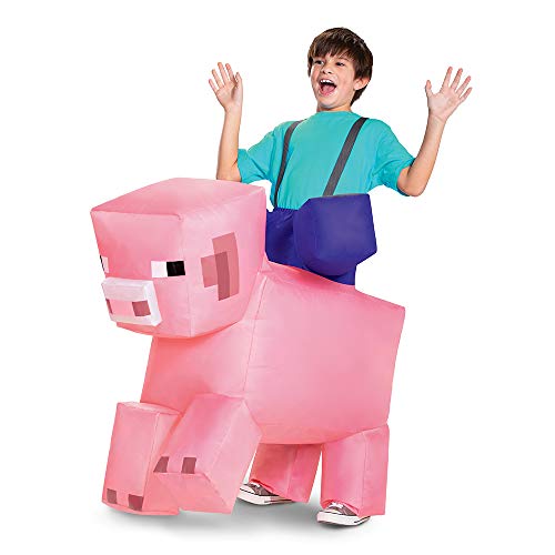 Pig Ride On Minecraft Kids Inflating Costume Jumpsuit with Fan, Up to Size (7-8)