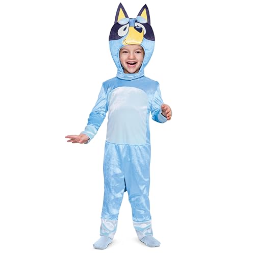Disguise Bluey Costume for Kids, Official Bluey Character Outfit with Jumpsuit and Headpiece, Classic Toddler Size Small (2T)