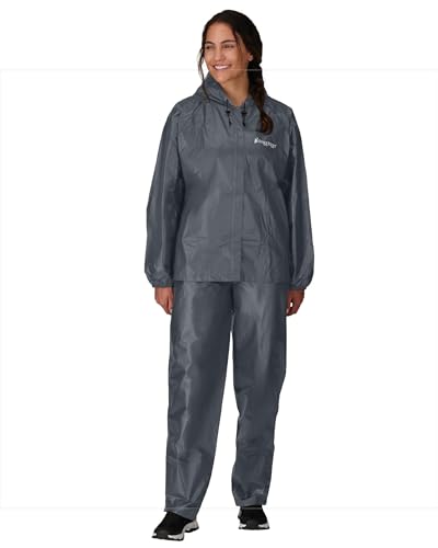 FROGG TOGGS Womens Ultra-lite2 Waterproof Breathable Rainsuit Rain Suit, Carbon, Small US