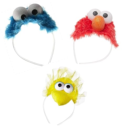 Sesame Street Headbands, Official Cookie Monster Elmo and Big Bird Headband Bundle