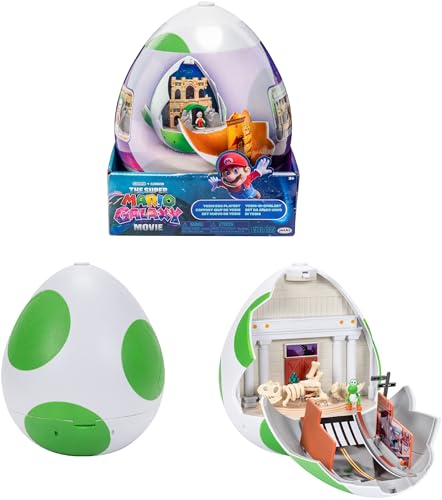 The Super Mario Galaxy Movie Yoshi Egg Playset with 1.5" Mini Figures, Officially Licensed by Jakks Pacific, Includes 4cm & Exclusive Fire Mario Figures, Interactive Playset, For Ages 3+