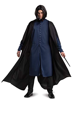 Disguise mens Severus Snape Costume, Official Harry Potter Wizarding World Robe and Collar Halloween Adult Sized Costumes, Black & Blue, XL 42-46 US