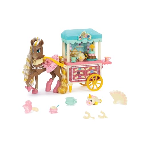 JAKKS Pacific Wild Manes Cherie Horse Toy with Cart & Accessories, Articulated Horse Toys for Girls, With Long Flowing Mane to Brush! Includes Tea & Treats Cart with Fun Play Accessories, for 3+
