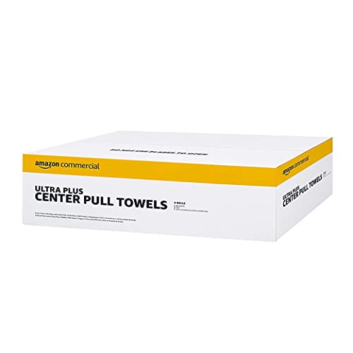 AmazonCommercial 2-Ply Soft, Absorbent Centerpull Paper Towels Compatible with Universal Dispensers, FSC Certified, 7.6 x 9 in, 6 Rolls, 600 Towels per Roll