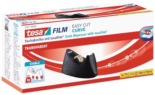 🔥 STARKER PREIS (-35%) tesa Tischabroller Easy Cut Curve mit 1 Rolle tesafilm transparent