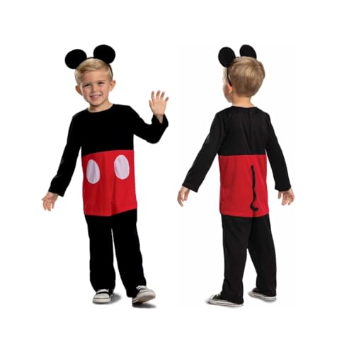 Disney Classic Mickey Mouse Costume for Kids, Officially Licensed by Disguise, Super Soft Material with Headband, Great for World Book Day, Christmas and Halloween, For 2 Years