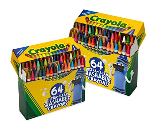 Crayola Washable Crayons for Kids - 64ct (2 Boxes), Bulk Crayons for Toddlers, Kids Arts & Crafts Supplies for Coloring Books, Drawing, Doodling [Amazon Exclusive]