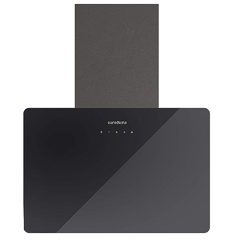 Eurodomo 60 cm 1200 m³/hr angular Kitchen Chimney (HOOD DIAMOND TC BK 60 (EURODOMO), Cassette Filter, Touch Control, Black)