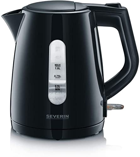 (-41%) SEVERIN Wasserkocher, kabellos, abwaschbarer Kalkfilter, 2.200 W, ca. 1,0 L, Kunststoff, schwarz, WK 3410