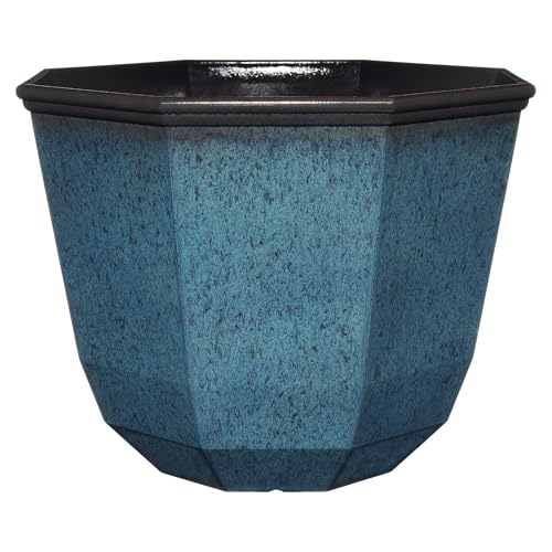 Classic Home and Garden Shaina Planting Pots - Lightweight Indoor & Outdoor Plant Pots - UV-Resistant Resin Flower Pots - Pot Planters for Flowers & Herbs (15” Indigo)