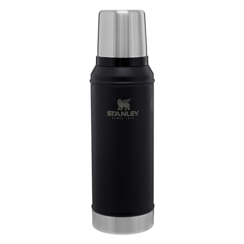 Stanley Classic Legendary Vacuum Insulated Bottle, Wide Mouth with Leakproof Cup Lid, Matte Black