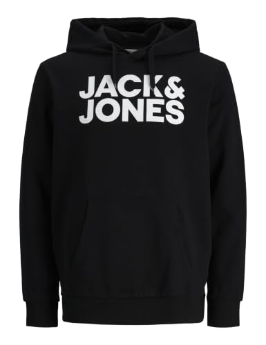 (-20%) Herren Jack & Jones Corp Logo Sweat Hood Classic Kapuzen Sweatshirt Basic Sweater, Farben:Schwarz, Größe Pullover:XL