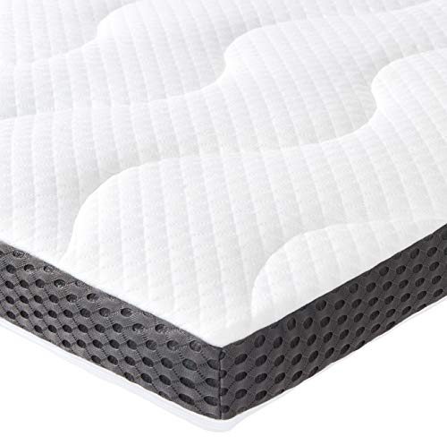 Amazon Basics Matratzen-Topper, Gel-Schaum, 7cm Höhe, Abnehmbarer Waschbarer Bezug, 120cm x 200cm, Weiß