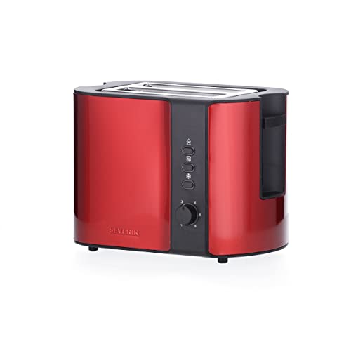 🔥 STARKER PREIS (-60%) SEVERIN Automatik-Toaster, Toastgerät mit Brötchenaufsatz, hochwertig aus Edelstahl, zum Toasten, Auftauen und Erwärmen, 800 W, rot, AT 2217
