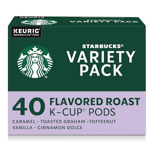 Starbucks Flavored K-Cup Coffee Pods Variety Pack for Keurig Brewers 40 Count box
