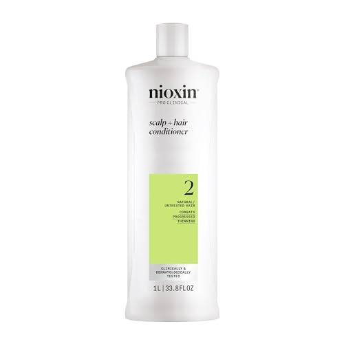 Nioxin Scalp + Hair Thickening System 2 Conditioner| For Natural or Untreated Hair with Progressed Thinning| With Niacinamide and Biotin | 33.8 Fl oz.