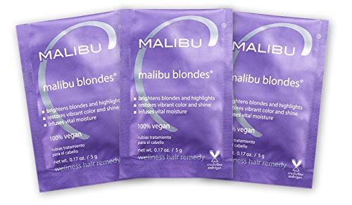 Malibu C Blondes Wellness Remedy - Removes Discoloration from Bleached, Highlighted or Natural Blonde Hair + Restores Vibrance and Shine with Vitamin C Complex (3 Packets)