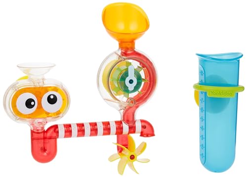 Yookidoo Baby Toddler Bath Wall Toy (Ages 1-3) Waterfall Spinning Gears & Rotating Googly Eyes - Mold Free - Attach to Any Tub or Shower - Spin N Sprinkle Water Lab - Great for Boys, Girls,& Kids
