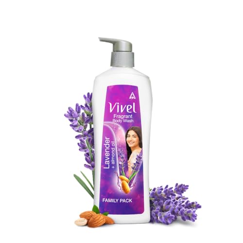Vivel Fragrant Body Wash, Lavender & Almond Oil Shower Gel, 450 ml Pump Bottle, Moisturizing Bodywash For Soft & Smooth Skin, Effective Cleansing, For