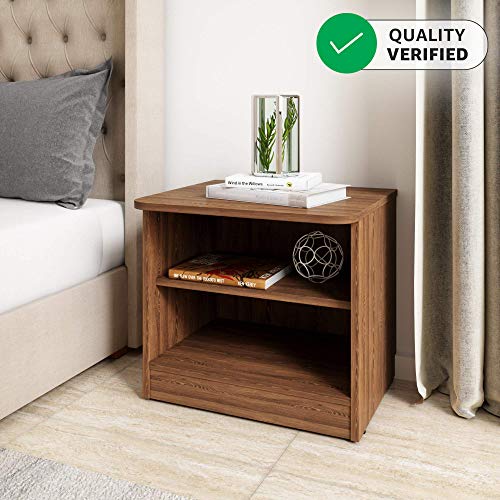 Amazon Brand - Solimo Polaris Modern Engineered Wood Oak Finish Modern Bed Side Table (Imperial Teak)