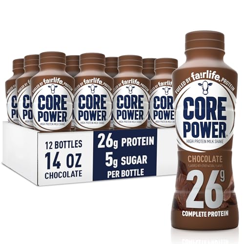 Core Power Protein Shake, Chocolate, 26g Bottle, 14oz, 12 Pack