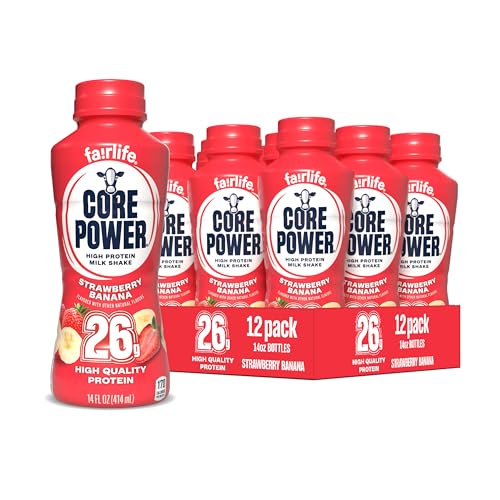 Core Power Protein Shake, Strawberry Banana, 26g Bottle, 14oz, 12 Pack