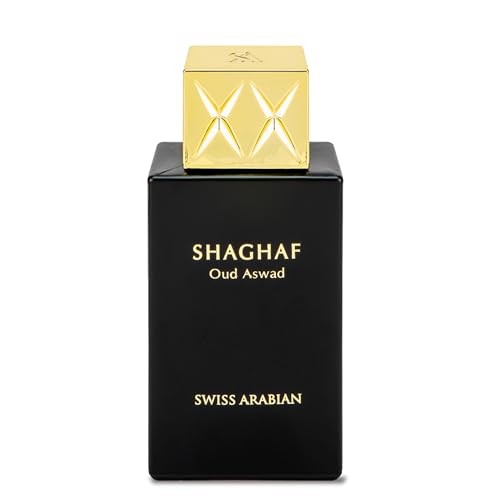 Swiss Arabian Shaghaf Oud Aswad | Oriental Woody Eau de Parfum 75ml – 2.5 Oz | Long-Lasting Unisex Arabic Oud Fragrance for Men & Women | Luxury Arabic Perfume for Fall & Winter