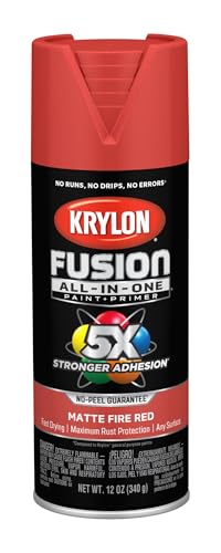 Krylon Fusion All-In-One Adhesive Spray Paint for Indoor/Outdoor Use, 12 oz, Fire Red
