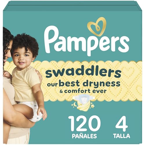 Pampers Swaddlers Diapers, Size 4 (15-34 lbs), 120 Count, Absorbent, Keeps Baby Dry and Comfortable, Skin Safe Disposable Baby Diaper (Packaging May Vary)