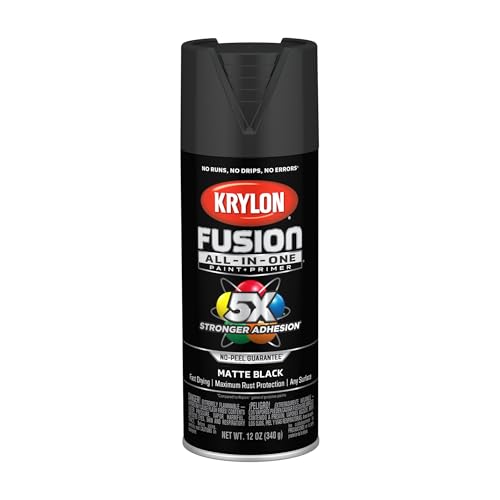Krylon Fusion All-In-One Adhesive Spray Paint for Indoor/Outdoor Use, 12 oz, Black