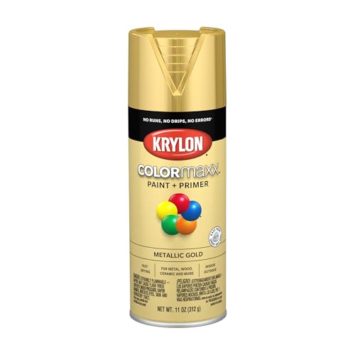 Krylon K05588007 COLORmaxx Spray Paint and Primer for Indoor/Outdoor Use, Metallic Gold, 11 Ounce (Pack of 1)
