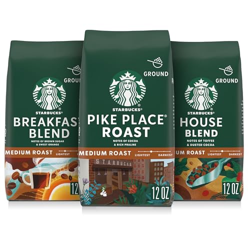 Starbucks Medium Roast Ground Coffee, Variety Pack, 3 bags (12 oz each)