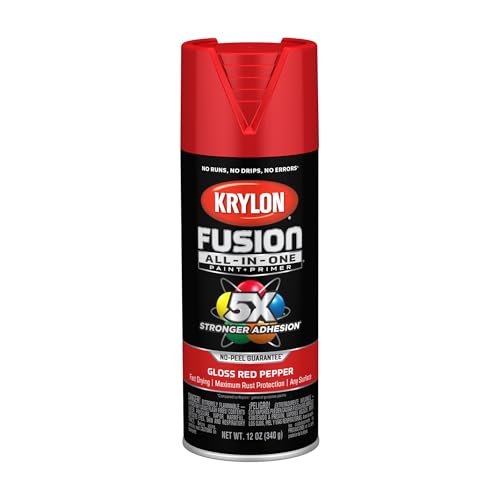 Krylon Fusion All-In-One Adhesive Spray Paint for Indoor/Outdoor Use, 12 oz, Red Pepper