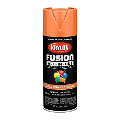 Krylon Fusion All-In-One Adhesive Spray Paint for Indoor/Outdoor Use, 12 oz, Popsicle Orange