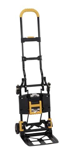 COSCO 12225YGB1E 2-in-1 Folding Hand Truck, 300 lb. Capacity, Multi-Position with Extendable Handle, Black/Yellow
