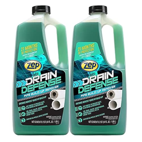Zep Drain Defense Pipe Build-Up Remover - 64 oz (Case of 2) ZLDC648 - Professional Strength1030 Drain Cleaner With Lye,