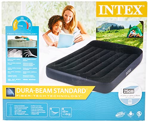 🔥 SELTEN SO GÜNSTIG (-71%) Intex 64143 Luftmatratze für Doppelbett Dura Beam Pillow Rest mit Faser-Tech-Technologie, ohne elektrische Pumpe, 152 x 203 x 25 cm, Schwarz, California King