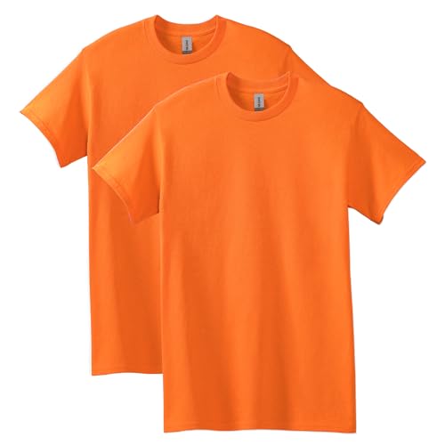Gildan mens Heavy Cotton T-shirt, Style G5000, Multipack Shirt, Safety Orange (2-pack), Large US