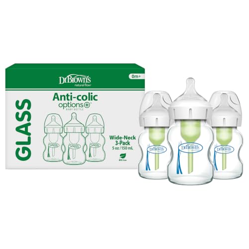 Dr. Brown's Natural Flow Options+ Wide-Neck glass baby bottles