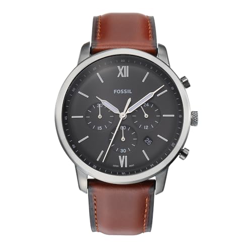 (-36%) Fossil Neutra uhr für Herren, Chronographenwerk mit Edelstahl- oder Lederarmband, Braun und Dunkelgrau, 44MM