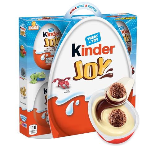 Kinder Joy Eggs, 6 Count, Treat Plus Toy, Sweet Creams and Chocolatey Wafers, Individually Wrapped, 4.2 oz