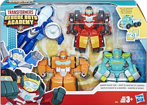Playskool Heroes Transformers Rescue Bots Academy Rescue Team Pack, 4 Collectible 4.5" Converting Action Figures, Toys for Kids Ages 3 & Up (Amazon Exclusive)
