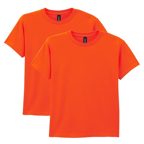 Gildan Unisex Child Youth Heavy Cotton T-shirt, Style G5000b, 2-pack, Orange, Medium US