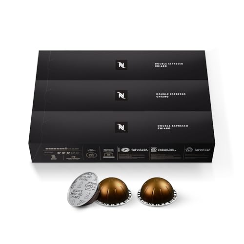 Nespresso Capsules Vertuo, Double Espresso Chiaro, Medium Roast Espresso Coffee, 30-Count Coffee Pods, Brews 2.7oz.Nesp