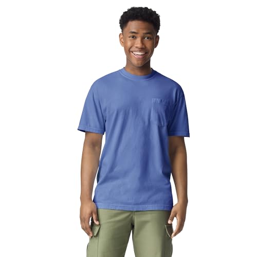 Comfort Colors Adult Short Sleeve Pocket Tee, Style G6030, Flo Blue, X-Large