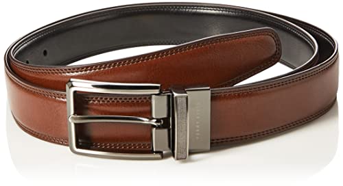 Perry Ellis Men's Portfolio Double Stitched Leather Reversible Belt (Sizes 30-42 Inches), Brown/Black, 32