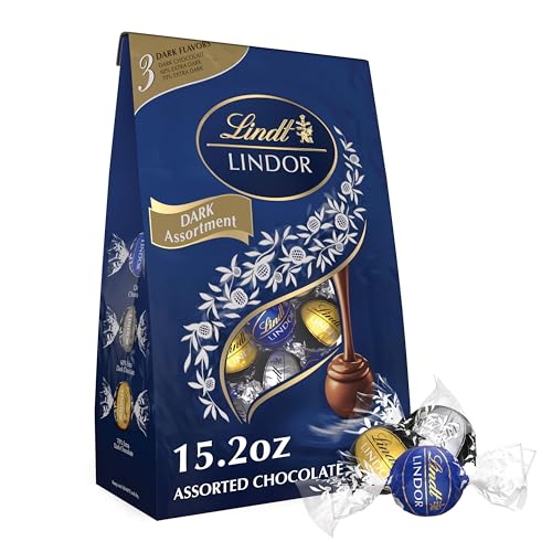 Lindt LINDOR Assorted Dark Chocolate Candy Truffles, Halloween Candy Variety Pack, 15.2 oz. Bag